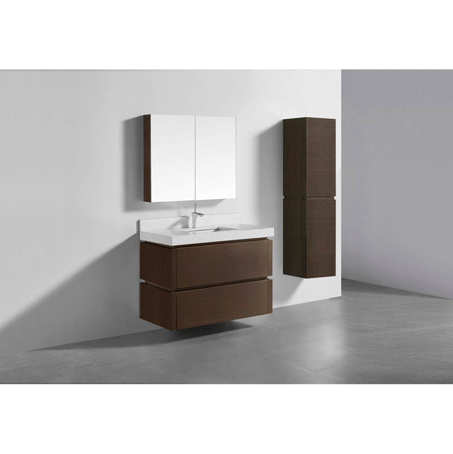 Madeli - Madeli Cube 42'' Wall hung  Vanity Cabinet in Walnut Finish - Walnut