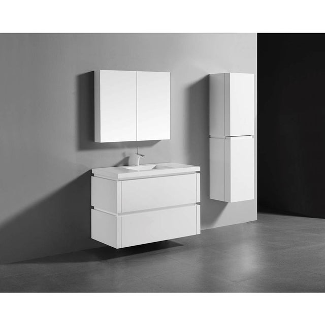 Madeli - Madeli Cube 42'' Wall hung  Vanity Cabinet in White Finish - White