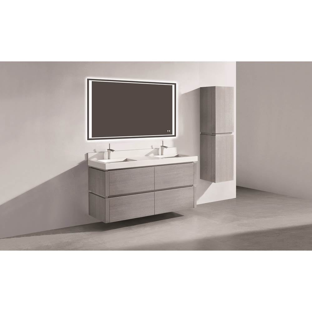 Madeli - Madeli Cube 60D'' Wall hung  Vanity Cabinet in Ash Grey Finish - Ash Grey