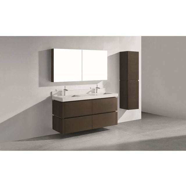 Madeli - Madeli Cube 60D'' Wall hung  Vanity Cabinet in Walnut Finish - Walnut