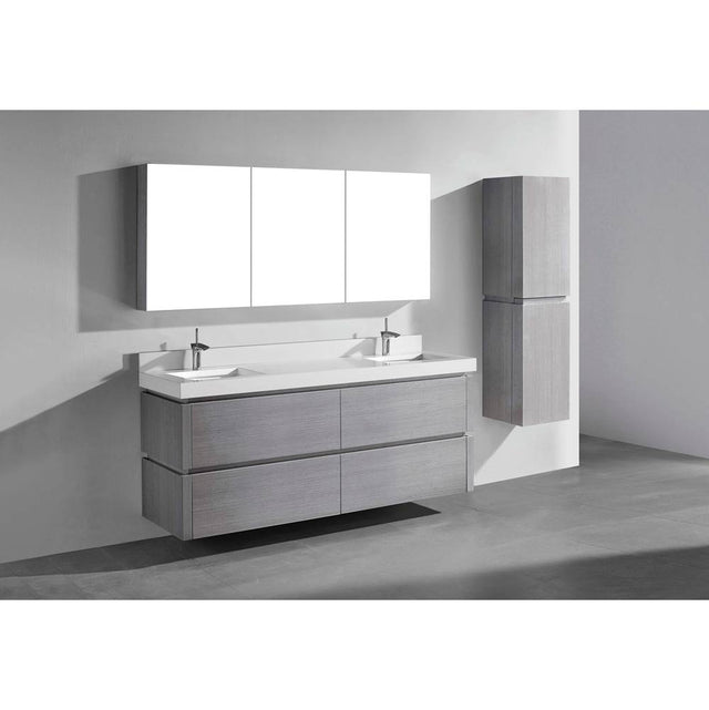 Madeli - Madeli Cube 72'' Wall hung  Vanity Cabinet in Ash Grey Finish - Ash Grey