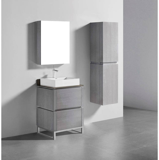 Madeli - Madeli Metro 24'' Free Standing Vanity in Ash Grey/HW: Polished Chrome(PC) - Ash Gray With Polished Chrome