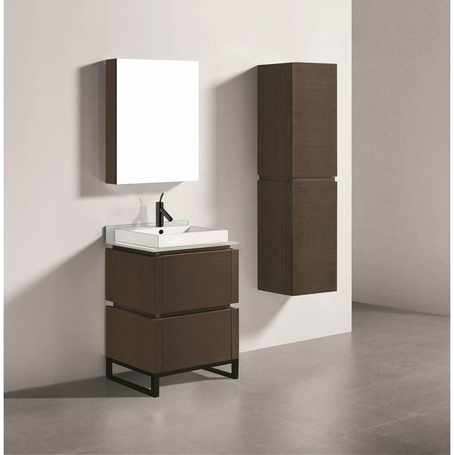 Madeli - Madeli Metro 24'' Free Standing Vanity in Walnut/HW: Matte Black(MB) - Walnut With Matte Black