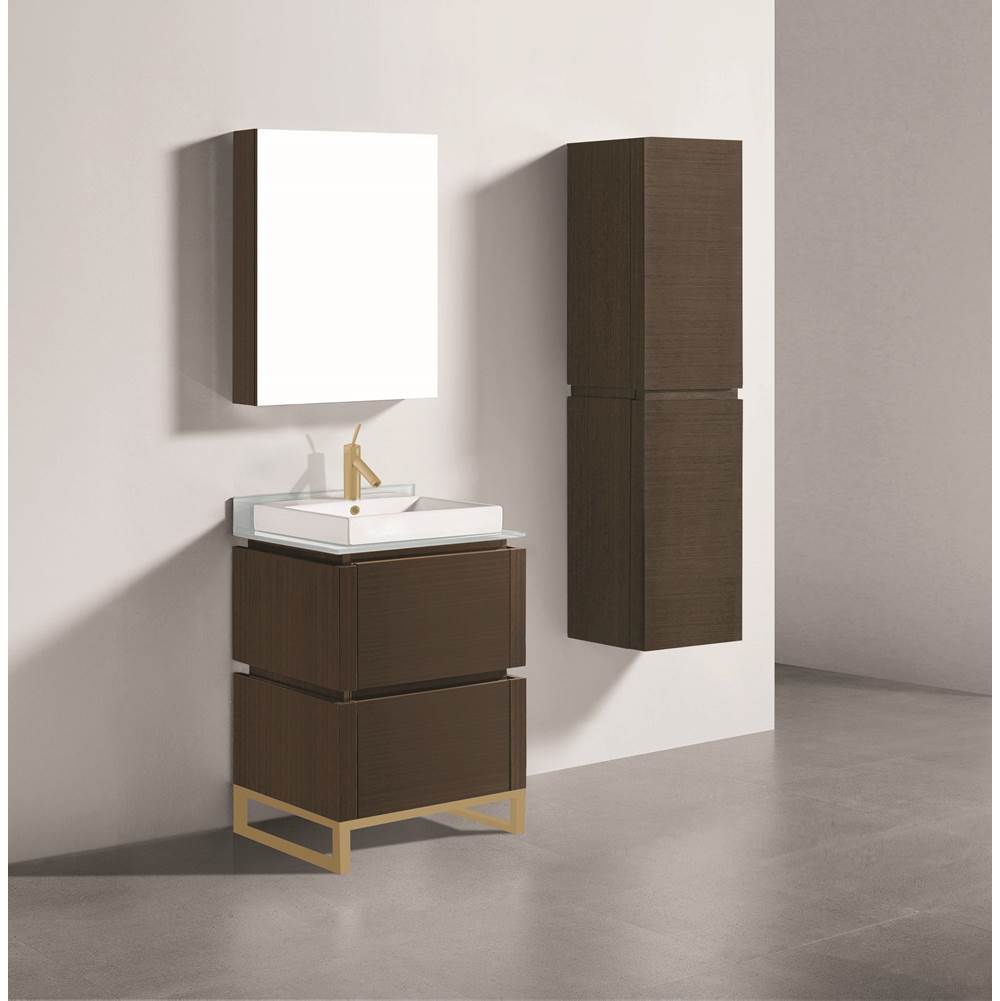 Madeli - Madeli Metro 24'' Free Standing Vanity in Walnut/HW: Satin Brass(SB) - Walnut With Satin Brass
