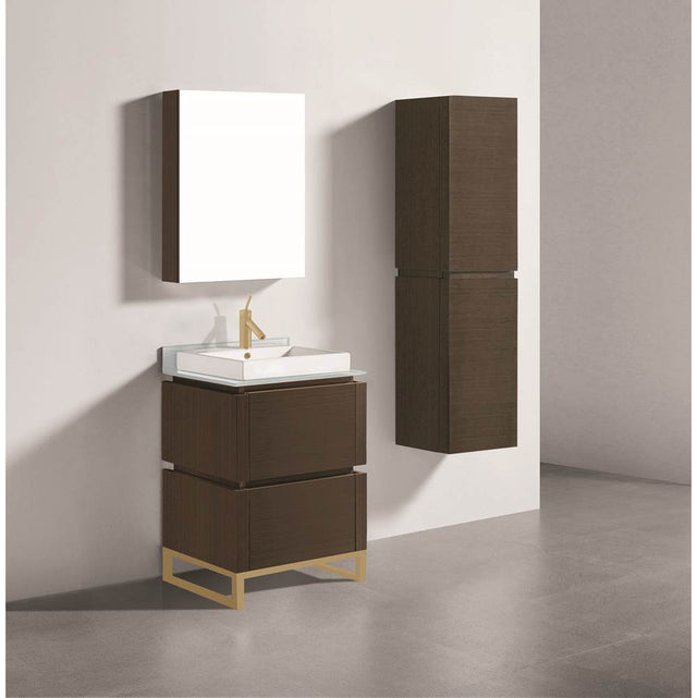 Madeli - Madeli Metro 24'' Free Standing Vanity in Walnut/HW: Satin Brass(SB) - Walnut With Satin Brass