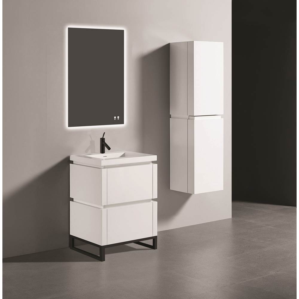Madeli - Madeli Metro 24'' Free Standing Vanity in White/HW: Matte Black(MB) - White With Matte Black