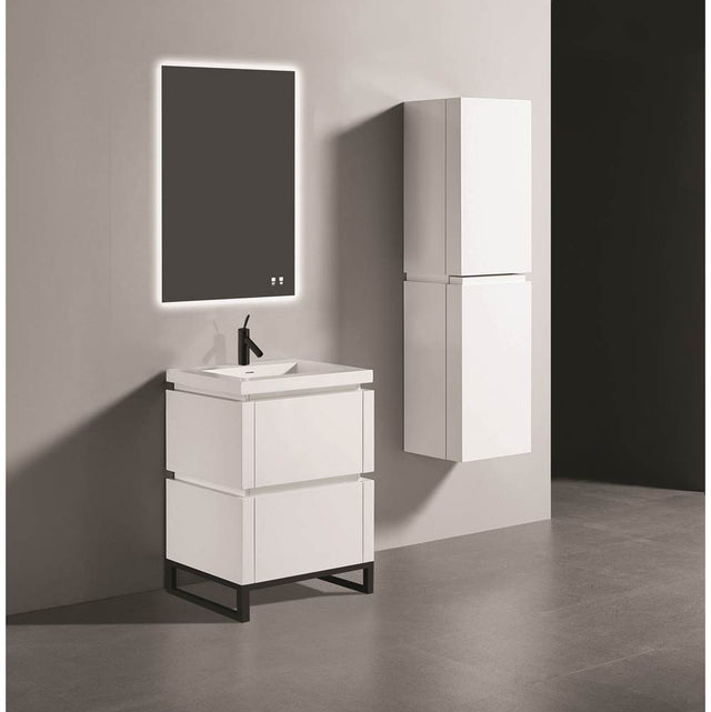 Madeli - Madeli Metro 24'' Free Standing Vanity in White/HW: Polished Nickel(PN) - White With Polished Nickel
