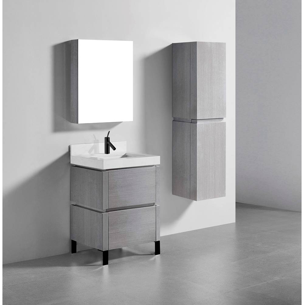 Madeli - Madeli Metro 24'' Free Standing Vanity in Ash Grey/HW: Matte Black(MB) - Ash Gray With Matte Black