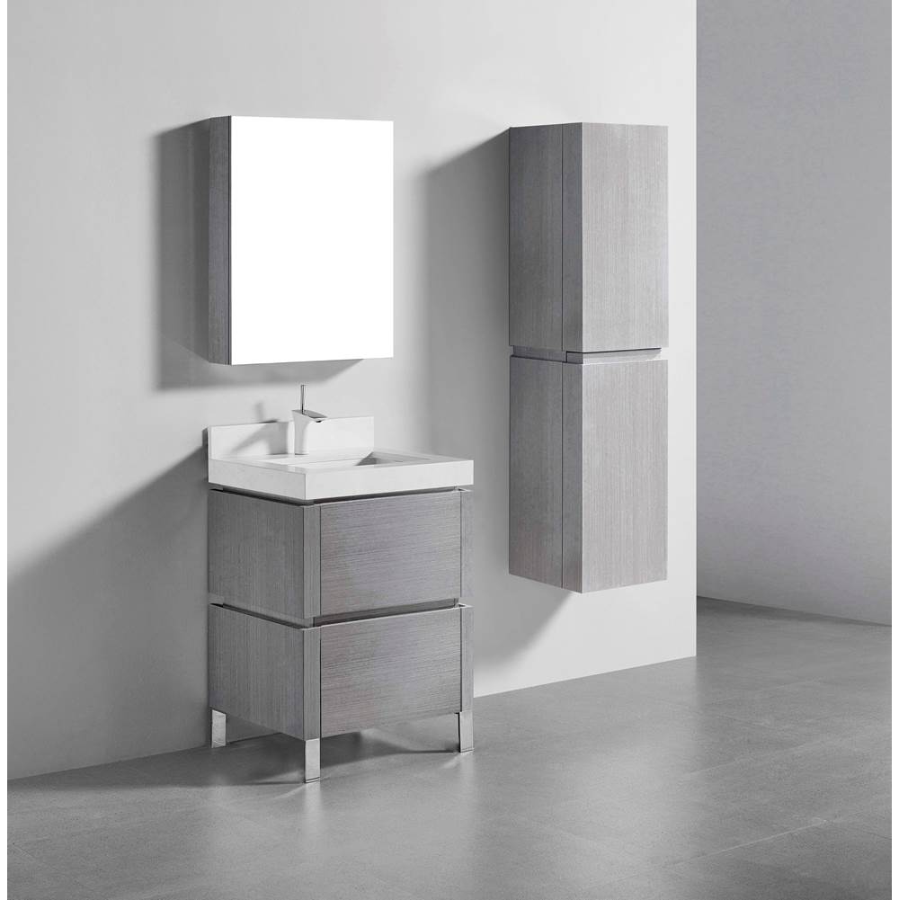 Madeli - Madeli Metro 24'' Free Standing Vanity in Ash Grey/HW: Polished Chrome(PC) - Ash Gray With Polished Chrome
