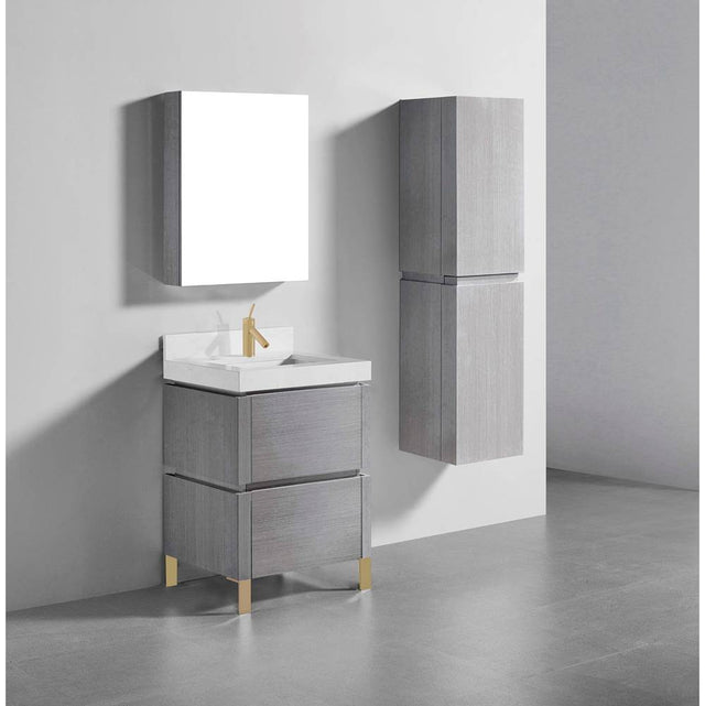 Madeli - Madeli Metro 24'' Free Standing Vanity in Ash Grey/HW: Satin Brass(SB) - Ash Gray With Satin Brass