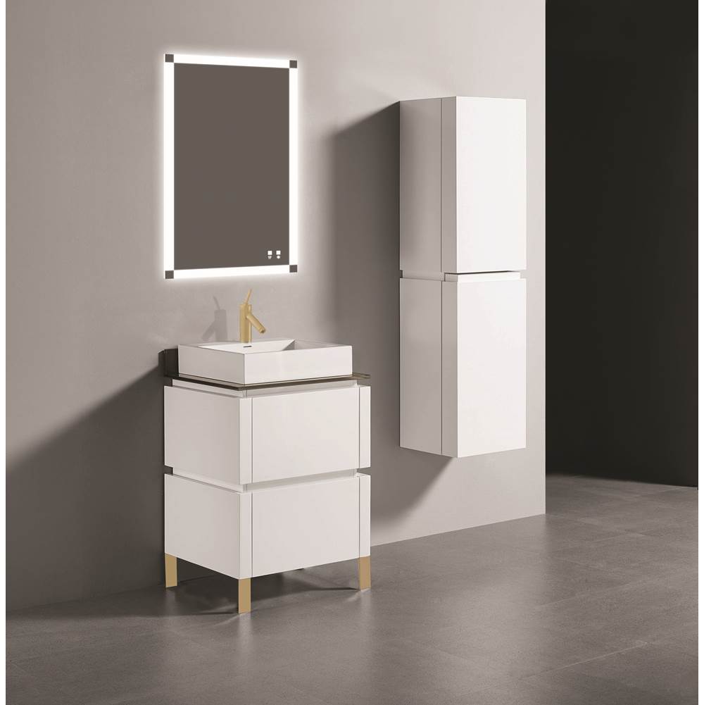 Madeli - Madeli Metro 24'' Free Standing Vanity in White/HW: Satin Brass(SB) - White With Satin Brass