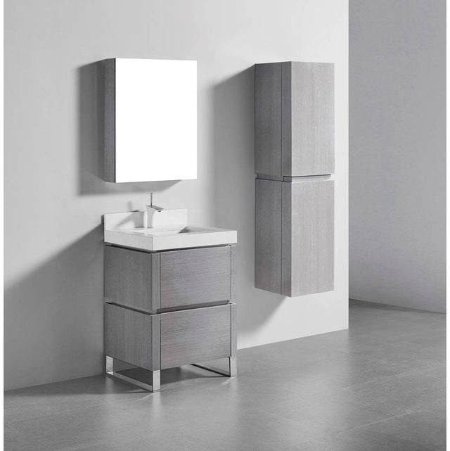 Madeli - Madeli Metro 24'' Free Standing Vanity in Ash Grey/HW: Polished Chrome(PC) - Ash Gray With Polished Chrome