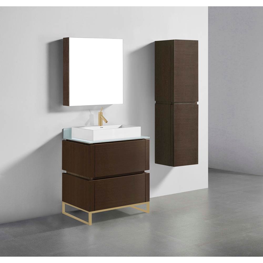 Madeli - Madeli Metro 30'' Free Standing Vanity in Walnut/HW: Satin Brass(SB) - Walnut With Satin Brass