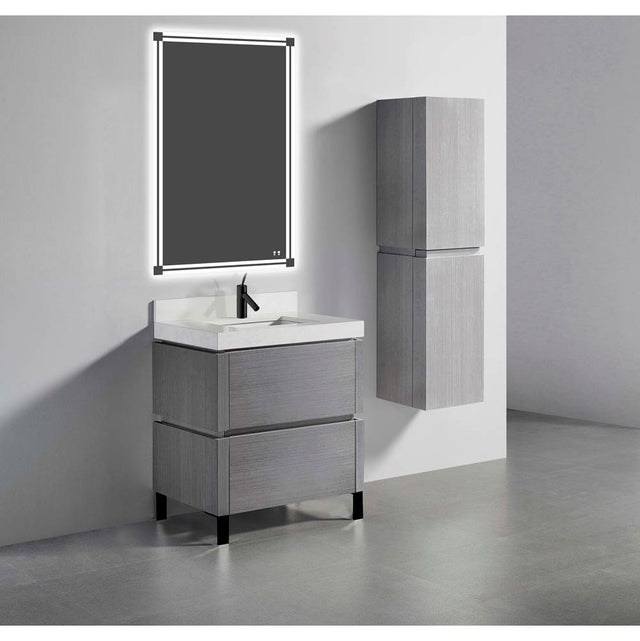Madeli - Madeli Metro 30'' Free Standing Vanity in Ash Grey/HW: Matte Black(MB) - Ash Gray With Matte Black