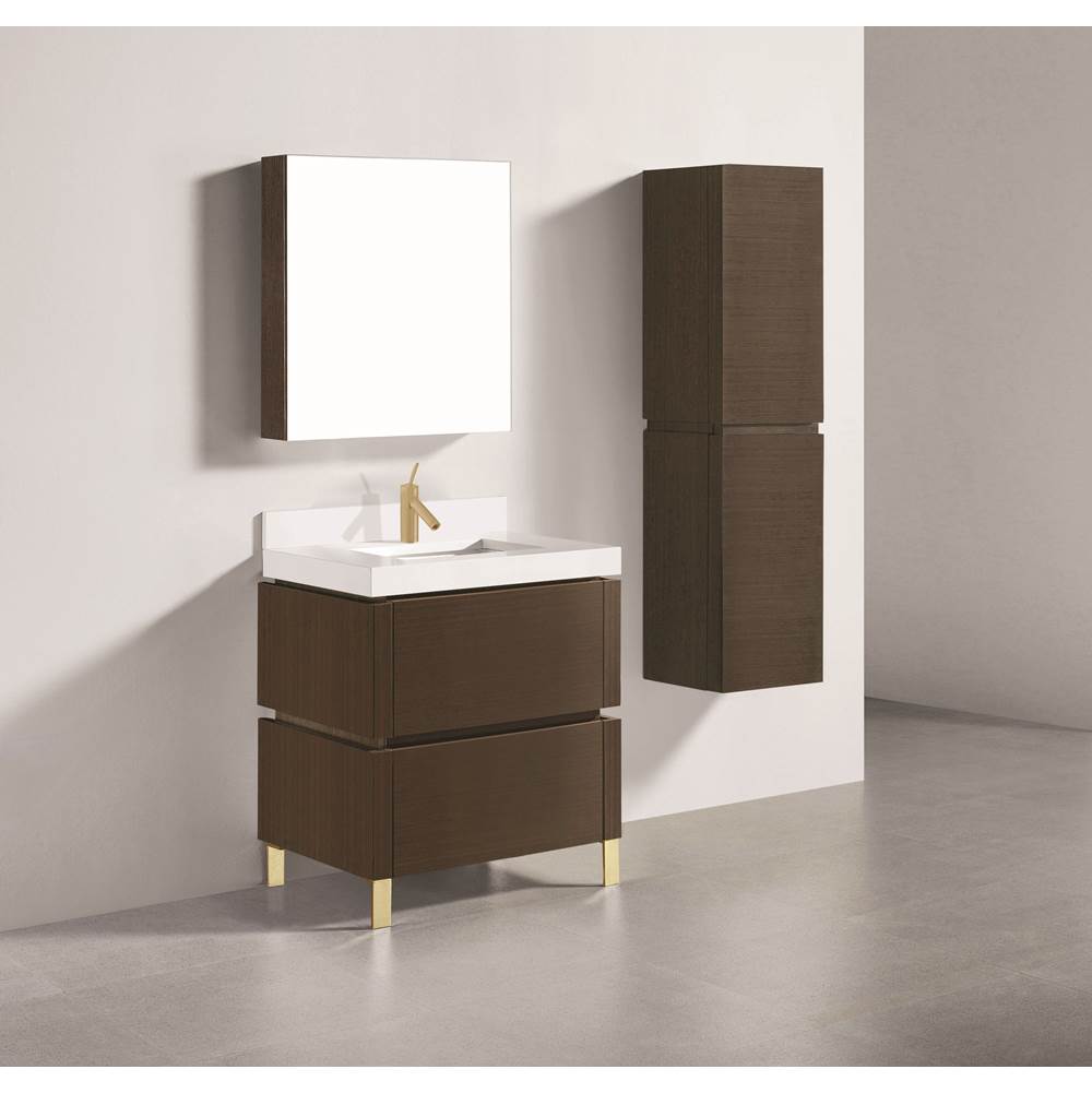 Madeli - Madeli Metro 30'' Free Standing Vanity in Walnut/HW: Satin Brass(SB) - Walnut With Satin Brass