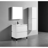 Madeli - Madeli Metro 30'' Free Standing Vanity in White/HW: Matte Black(MB) - White With Matte Black