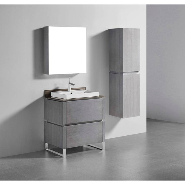 Madeli - Madeli Metro 30'' Free Standing Vanity in Ash Grey/HW: Brushed Nickel(BN) - Ash Gray With Brushed Nickel