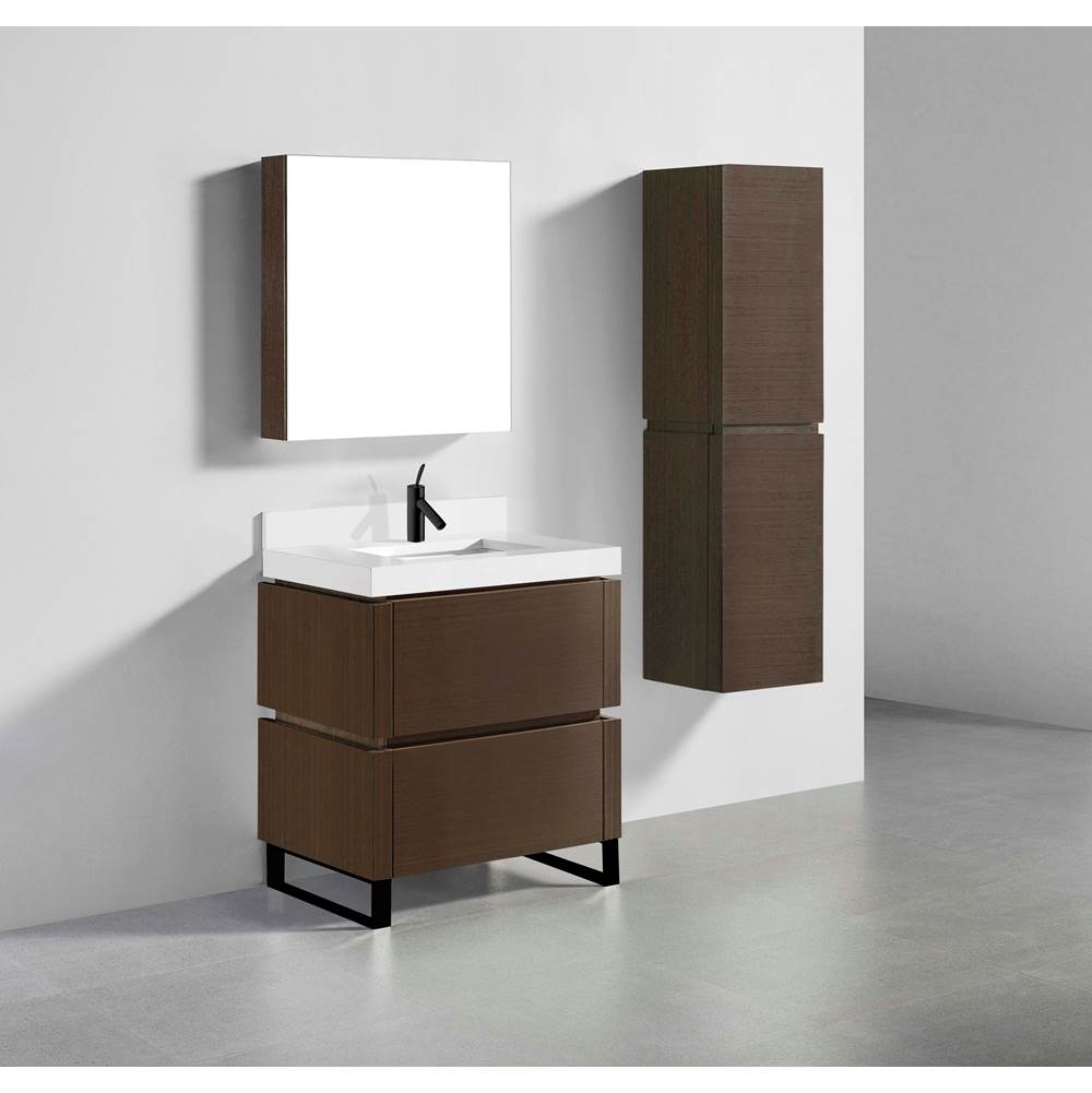 Madeli - Madeli Metro 30'' Free Standing Vanity in Walnut/HW: Matte Black(MB) - Walnut With Matte Black