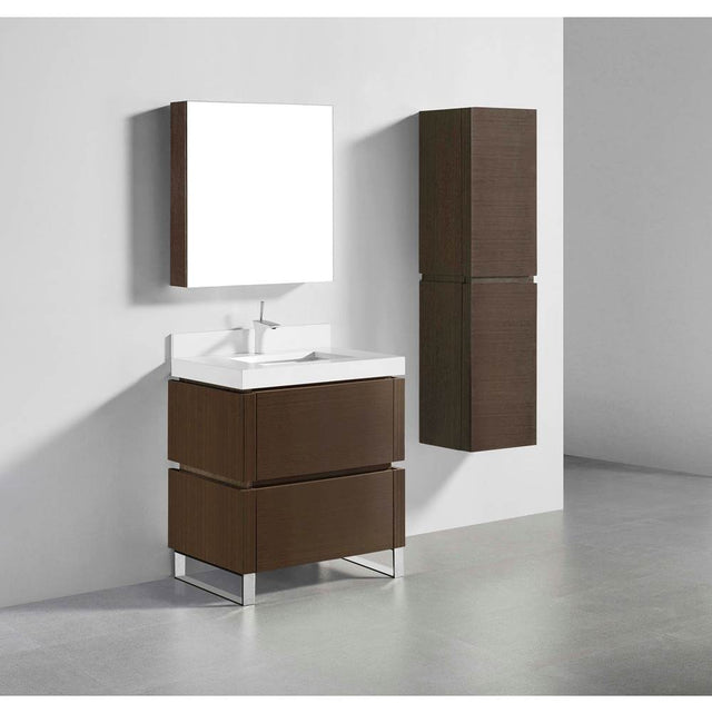 Madeli - Madeli Metro 30'' Free Standing Vanity in Walnut/HW: Polished Chrome(PC) - Walnut With Polished Chrome