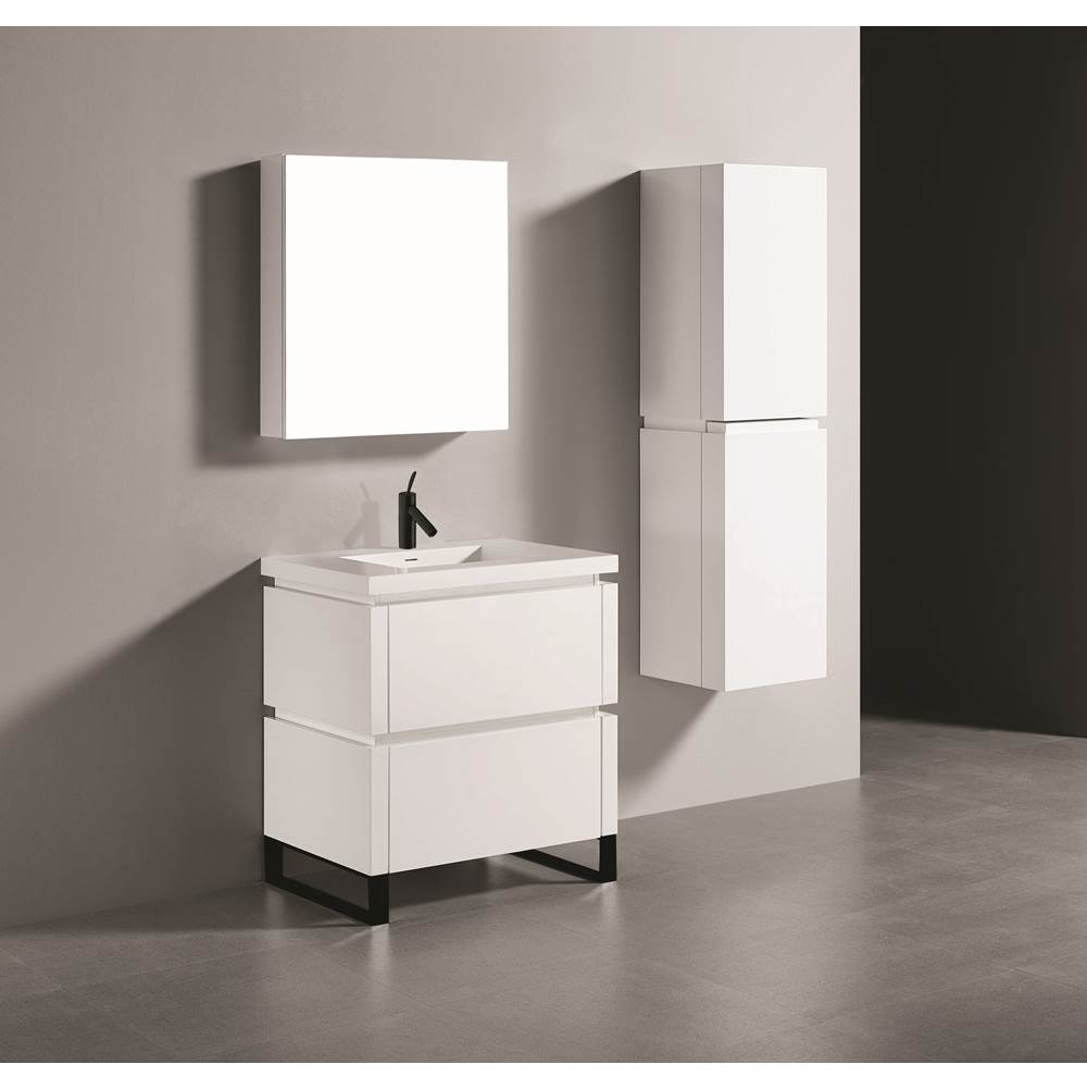 Madeli - Madeli Metro 30'' Free Standing Vanity in White/HW: Polished Chrome(PC) - White With Polished Chrome