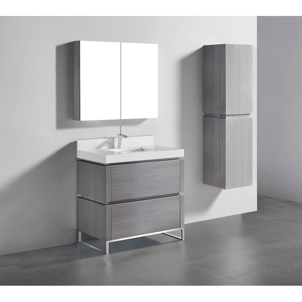Madeli - Madeli Metro 36'' Free Standing Vanity in Ash Grey/HW: Brushed Nickel(BN) - Ash Gray With Brushed Nickel