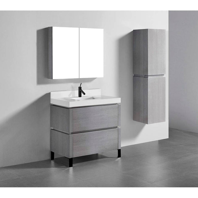 Madeli - Madeli Metro 36'' Free Standing Vanity in Ash Grey Finish/HW: Matte Black(MB) - Ash Gray With Matte Black