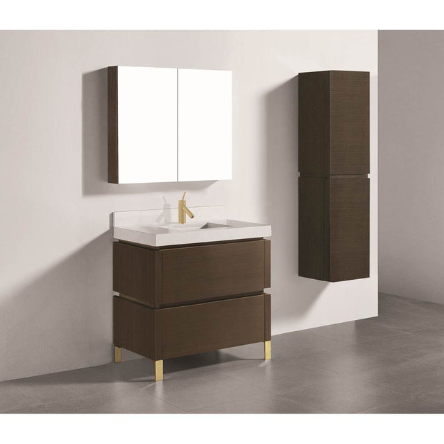 Madeli - Madeli Metro 36'' Free Standing Vanity in Walnut/HW: Brushed Nickel(BN) - Walnut With Brushed Nickel