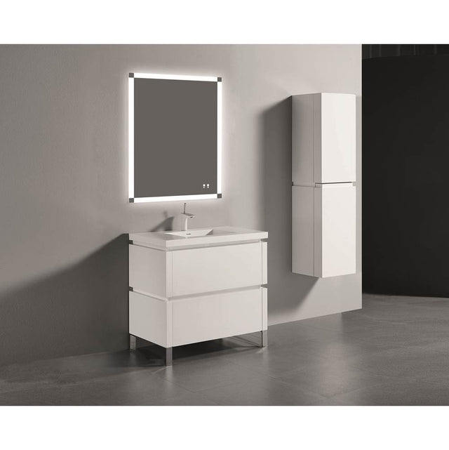 Madeli - Madeli Metro 36'' Free Standing Vanity in White/HW: Brushed Nickel(BN) - White With Brushed Nickel