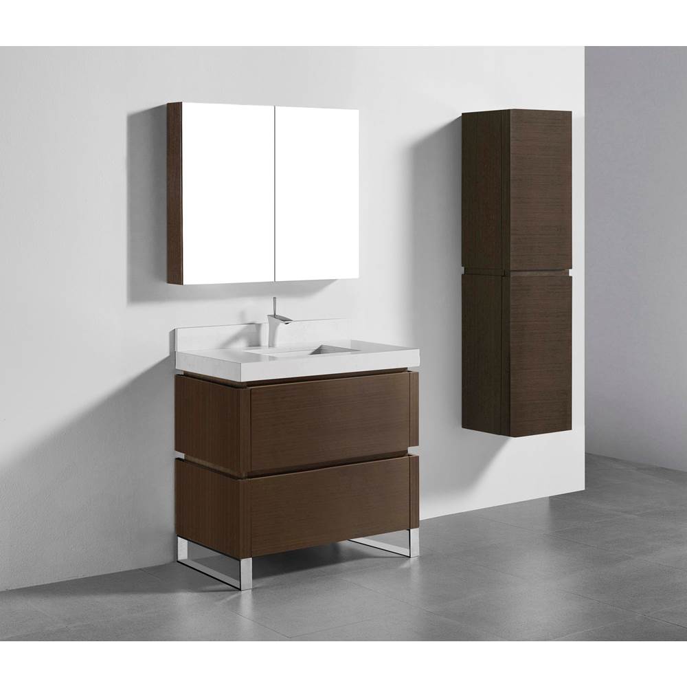 Madeli - Madeli Metro 36'' Free Standing Vanity in Walnut/HW: Brushed Nickel(BN) - Walnut With Brushed Nickel