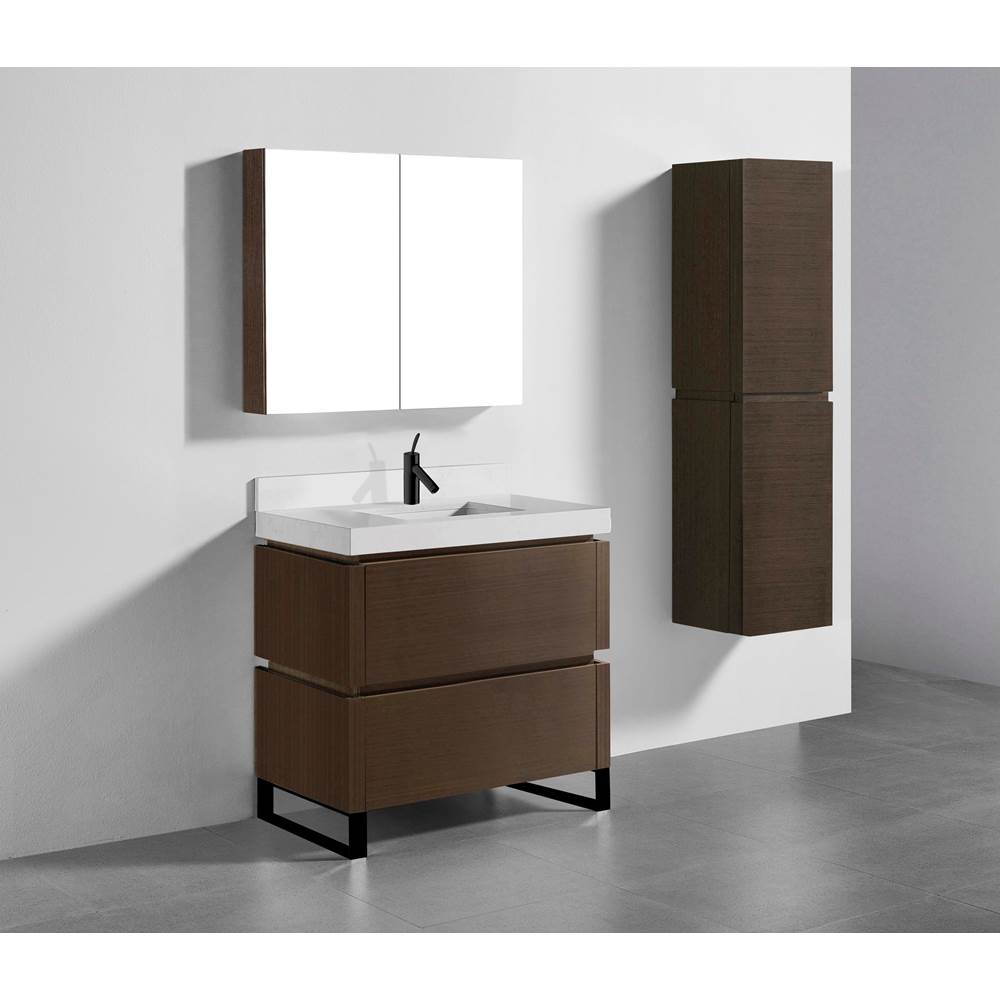 Madeli - Madeli Metro 36'' Free Standing Vanity in Walnut/HW: Matte Black(MB) - Walnut With Matte Black