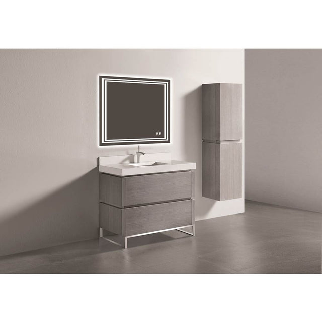 Madeli - Madeli Metro 42'' Free Standing Vanity in Ash Grey/HW: Polished Nickel(PN) - Ash Gray With Polished Nickel