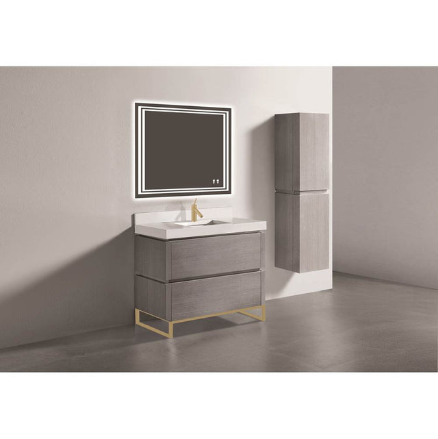 Madeli - Madeli Metro 42'' Free Standing Vanity in Ash Grey/HW: Satin Brass(SB) - Ash Gray With Satin Brass