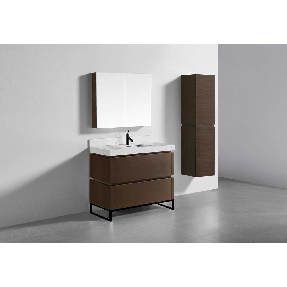 Madeli - Madeli Metro 42'' Free Standing Vanity in Walnut/HW: Matte Black(MB) - Walnut With Matte Black
