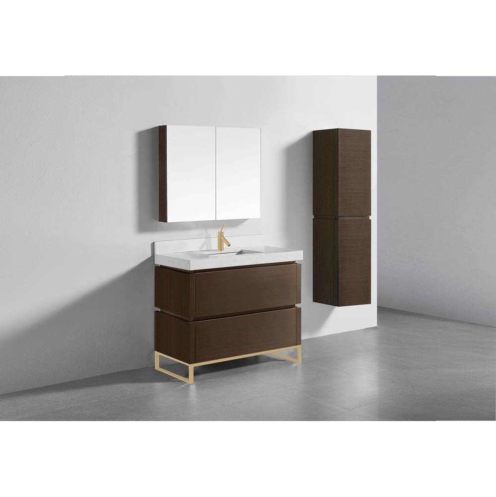 Madeli - Madeli Metro 42'' Free Standing Vanity in Walnut/HW: Satin Brass(SB) - Walnut With Satin Brass