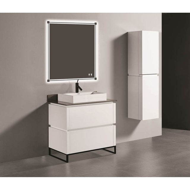 Madeli - Madeli Metro 42'' Free Standing Vanity in White/HW: Brushed Nickel(BN) - White With Brushed Nickel