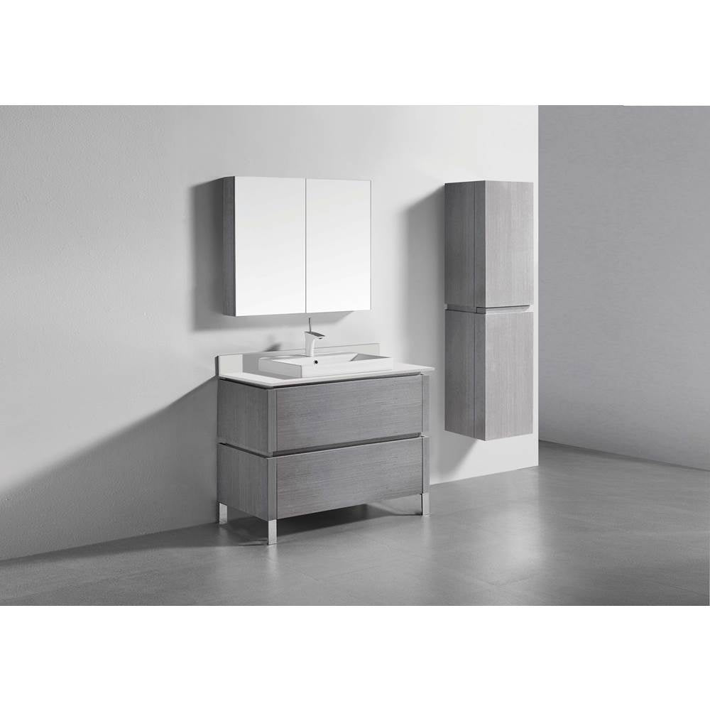 Madeli - Madeli Metro 42'' Free Standing Vanity in Ash Grey/HW: Polished Nickel(PN) - Ash Gray With Polished Nickel