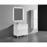 Madeli - Madeli Metro 42'' Free Standing Vanity in White/HW: Brushed Nickel(BN) - White With Brushed Nickel