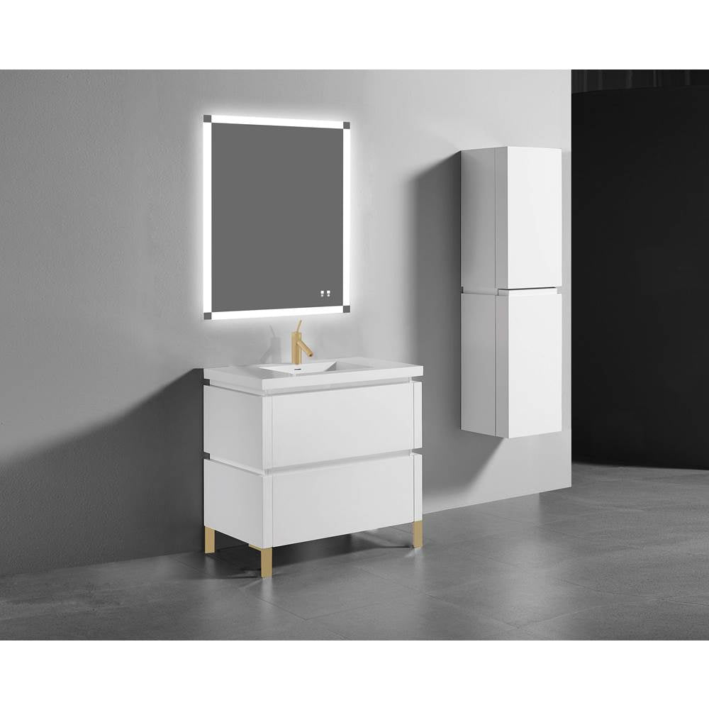 Madeli - Madeli Metro 42'' Free Standing Vanity in White/HW: Satin Brass(SB) - White With Satin Brass