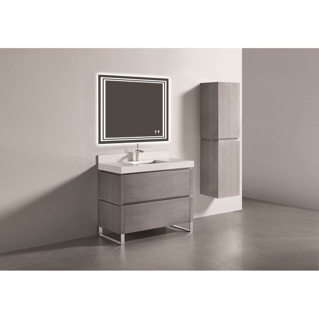 Madeli - Madeli Metro 42'' Free Standing Vanity in Ash Grey/HW: Satin Brass(SB) - Ash Gray With Satin Brass