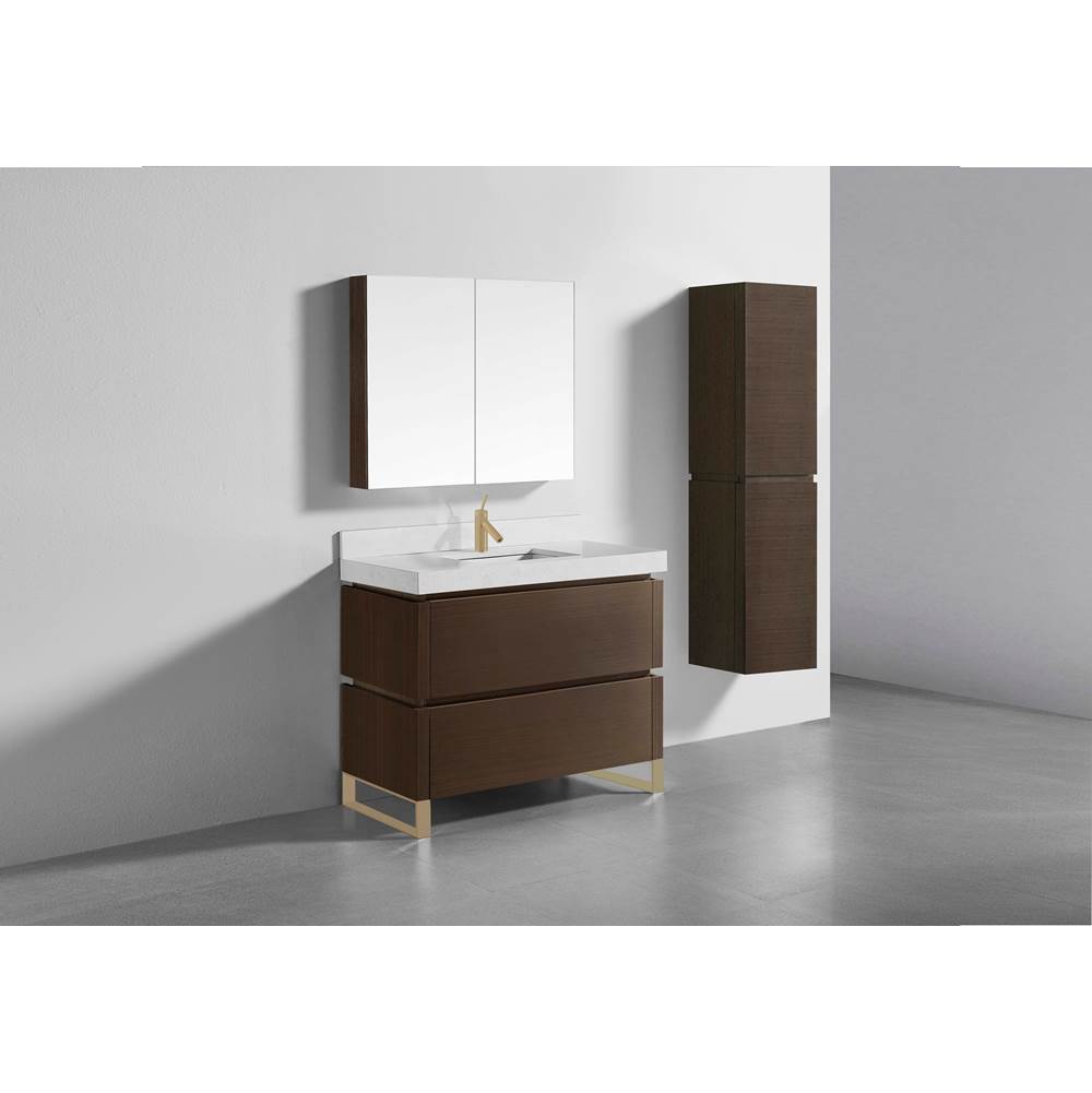 Madeli - Madeli Metro 42'' Free Standing Vanity in Walnut/HW: Satin Brass(SB) - Walnut With Satin Brass