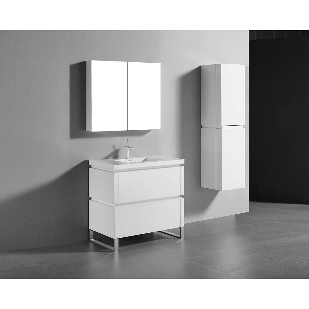 Madeli - Madeli Metro 42'' Free Standing Vanity in White/HW: Brushed Nickel(BN) - White With Brushed Nickel
