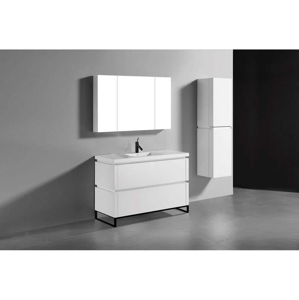Madeli - Madeli Metro 48C'' Free Standing Vanity in White/HW: Matte Black(MB) - White With Matte Black