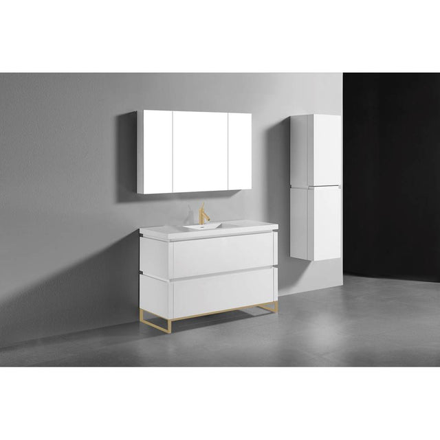 Madeli - Madeli Metro 48C'' Free Standing Vanity in White/HW: Satin Brass(SB) - White With Satin Brass