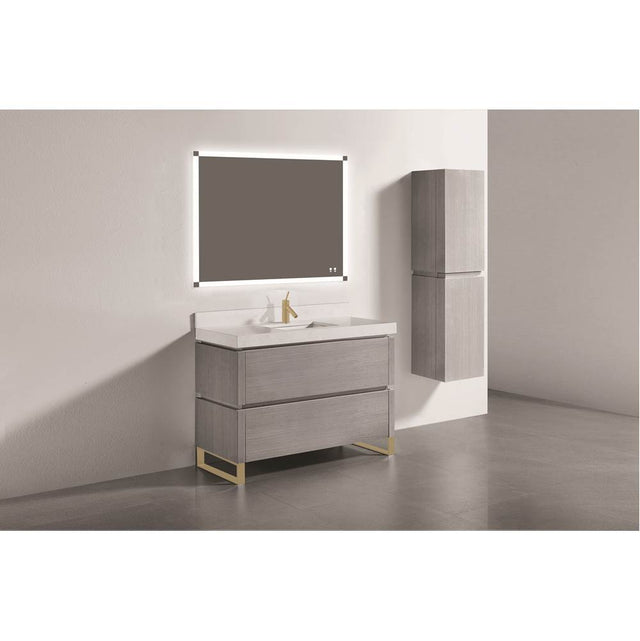 Madeli - Madeli Metro 48C'' Free Standing Vanity in Ash Grey/HW: Satin Brass(SB) - Ash Gray With Satin Brass