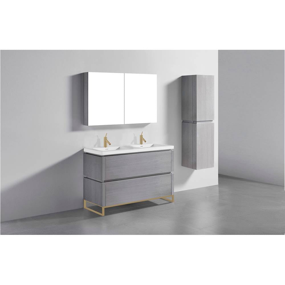Madeli - Madeli Metro 48D'' Free Standing Vanity in Ash Grey/HW: Satin Brass(SB) - Ash Gray With Satin Brass