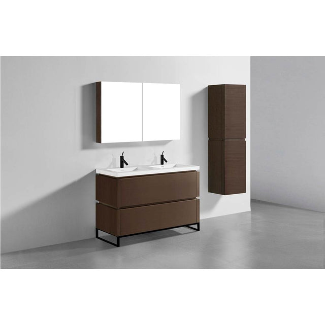 Madeli - Madeli Metro 48D'' Free Standing Vanity in Walnut/HW: Matte Black(MB) - Walnut With Matte Black