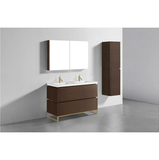 Madeli - Madeli Metro 48D'' Free Standing Vanity in Walnut/HW: Satin Brass(SB) - Walnut With Satin Brass