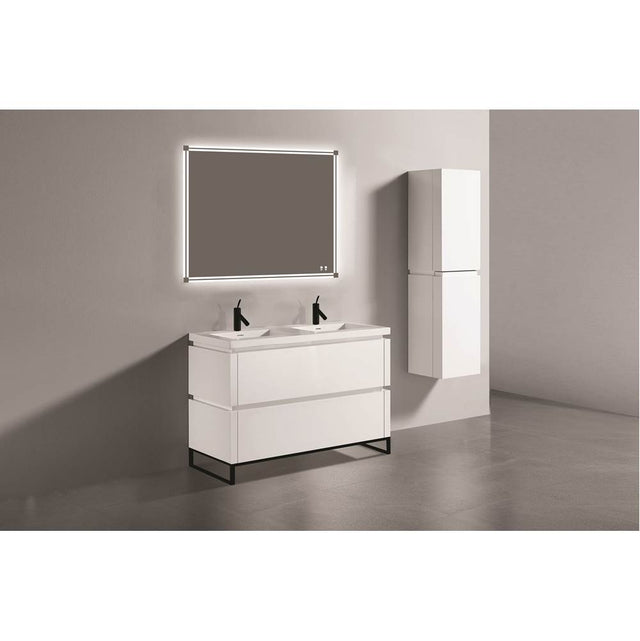 Madeli - Madeli Metro 48D'' Free Standing Vanity in White/HW: Polished Chrome(PC) - White With Polished Chrome