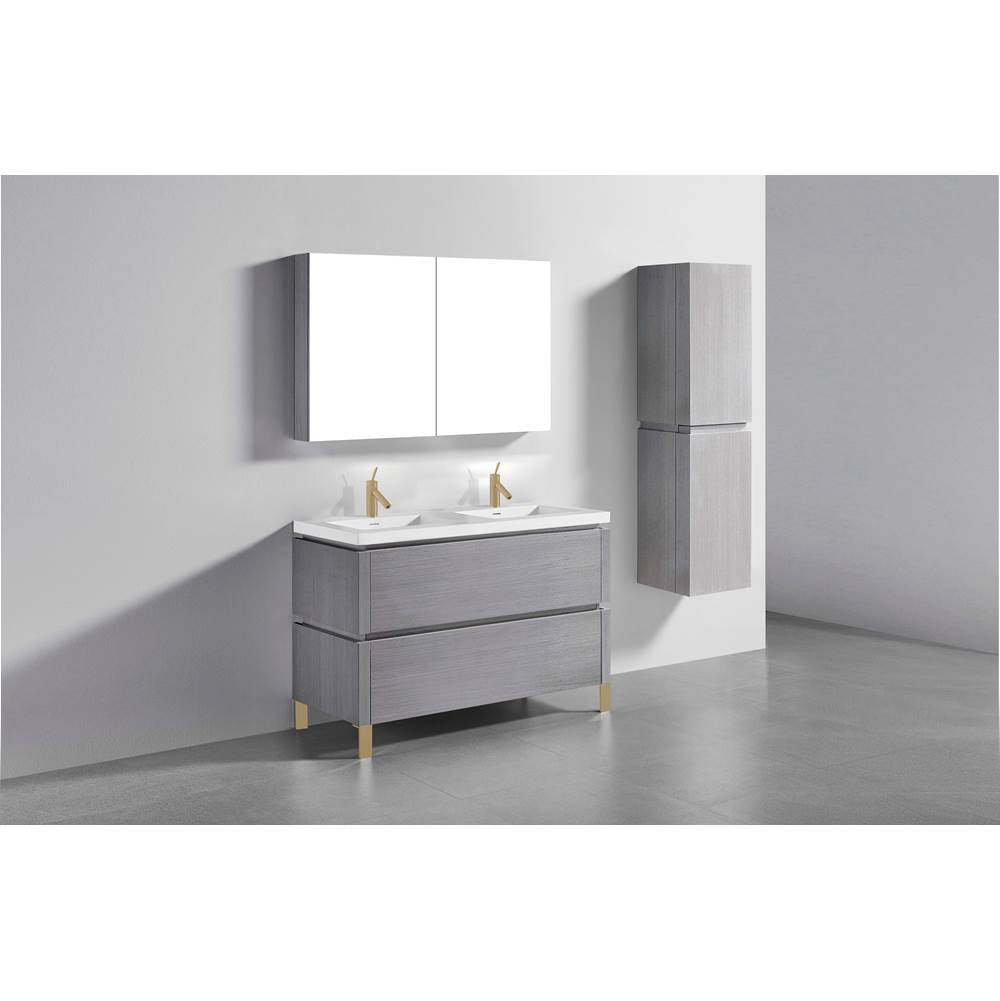 Madeli - Madeli Metro 48D'' Free Standing Vanity in Ash Grey/HW: Satin Brass(SB) - Ash Gray With Satin Brass