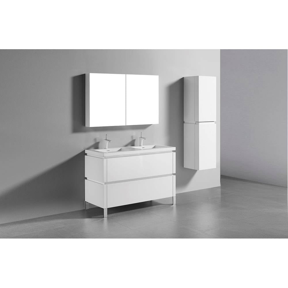 Madeli - Madeli Metro 48D'' Free Standing Vanity in White/HW: Polished Chrome(PC) - White With Polished Chrome